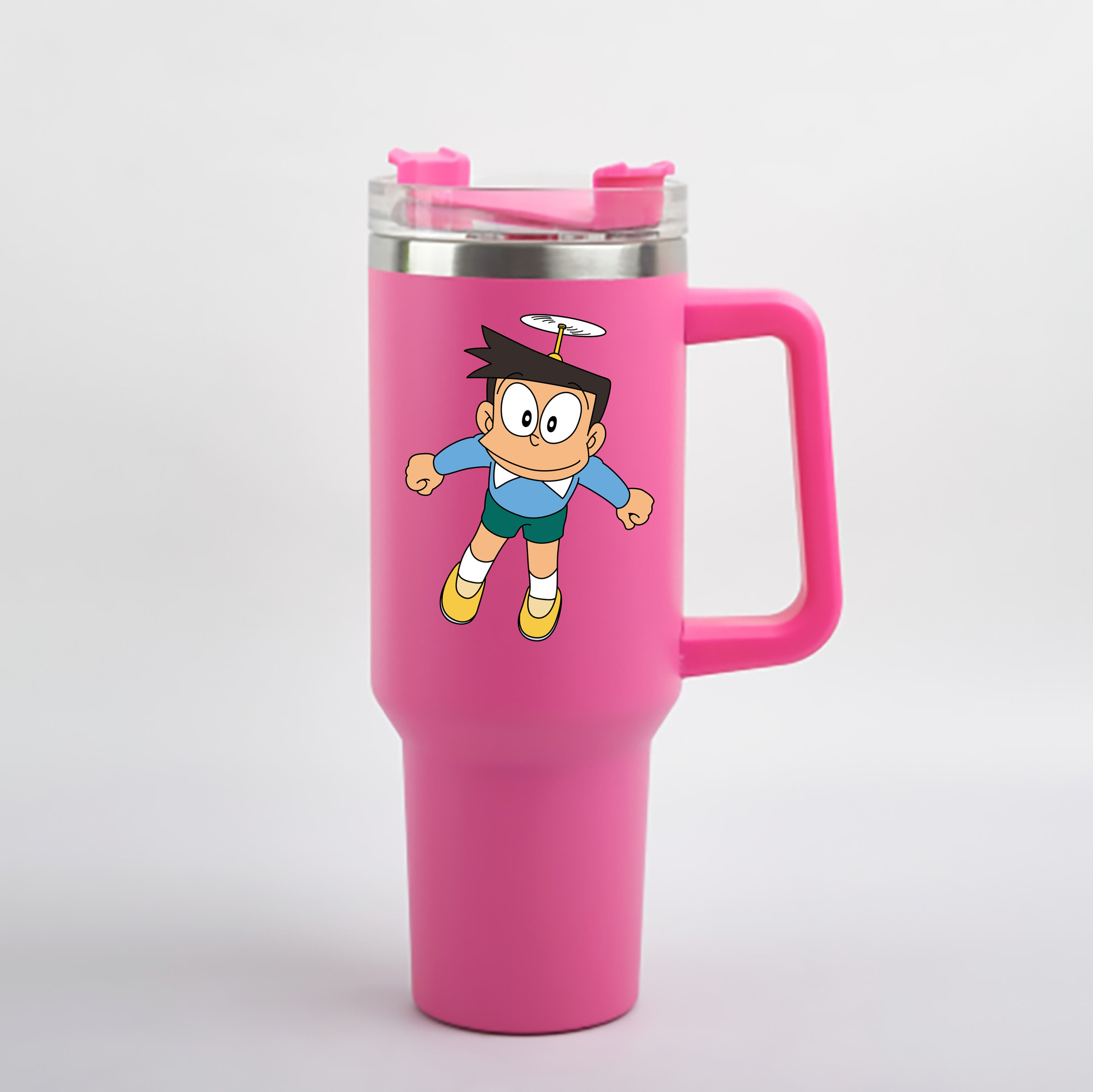 （画像用） ドラえもん 骨川 スネ夫 Doraemon Honekawa Suneo 1200mL車用タンブラー - クリスタルステッカー（プラスチックストロー付き）